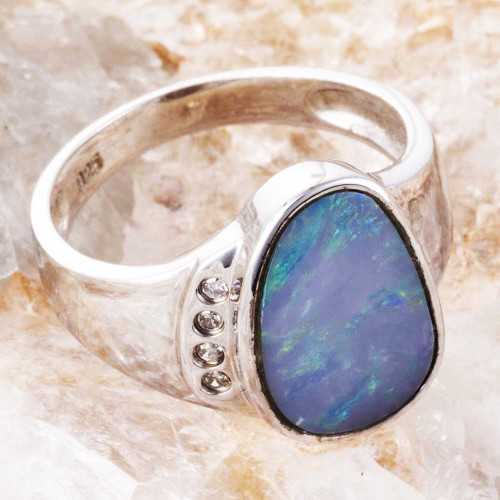 AIR CHARM STERLING SILVER AUSTRALIAN OPAL RING AIR CHARM STERLING SILVER AUSTRALIAN OPAL RING